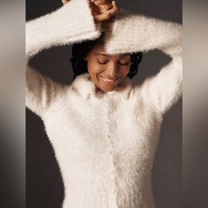 By Anthropologie Pearl Button Fuzzy Cardigan Sweater (size XL)